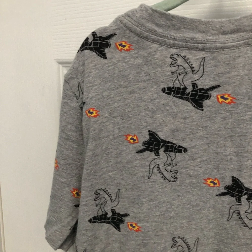 Hanna Andersson 120 boys sz 6 7 T-shirt Godzilla Spaceship Dino Cotton